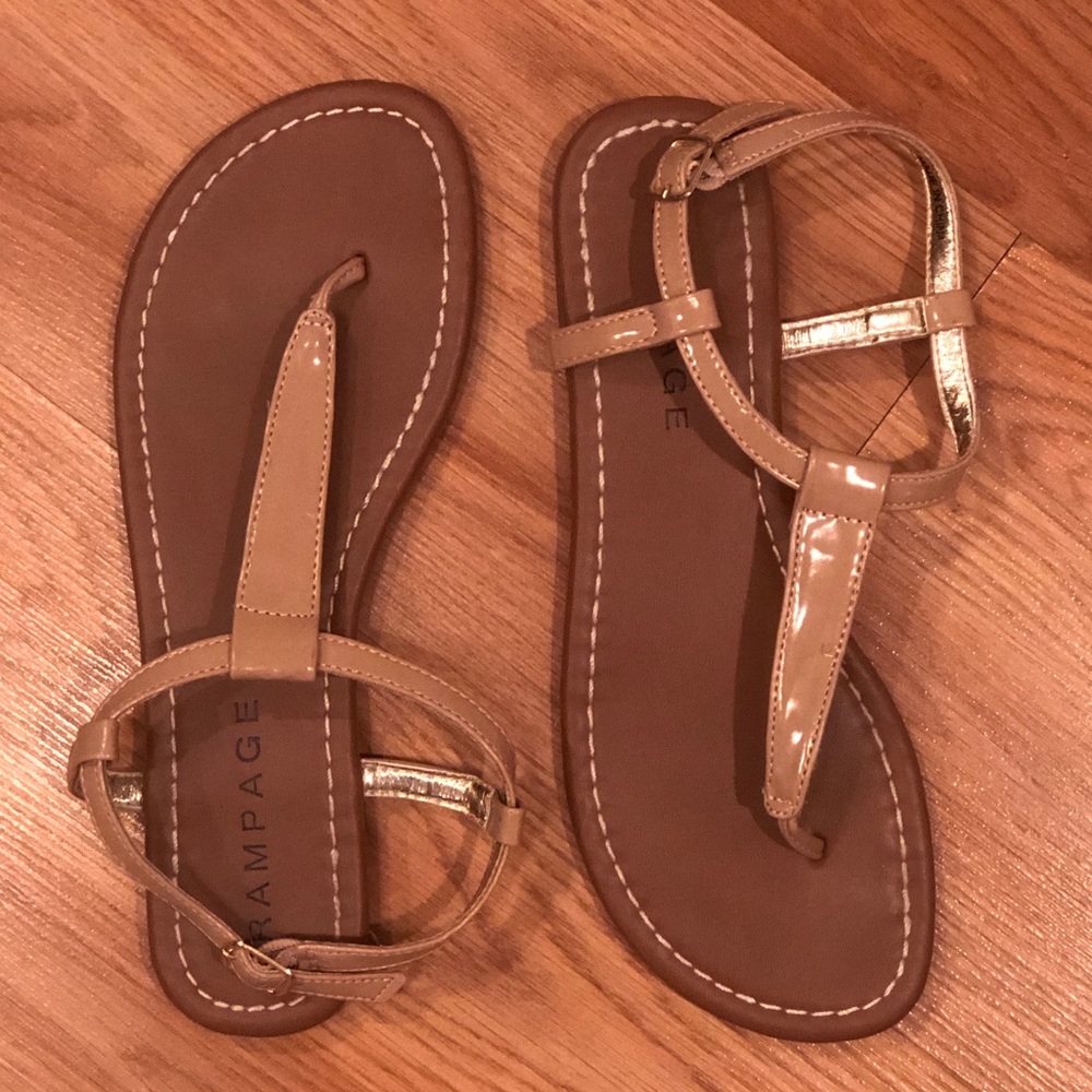 Rampage, nude patent leather sandals